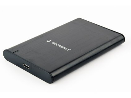 Externý box GEMBIRD pre 2,5" disky, USB 3.1, Type-C, brúsený hliník, čierny/ PN: