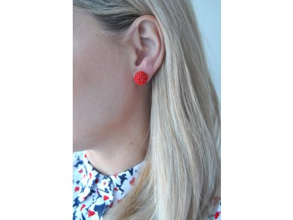 Náušnice Kuličkové pecky Matte Opaque Red