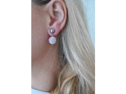 Náušnice Kuličky Silver Lined Pale Rose Opal