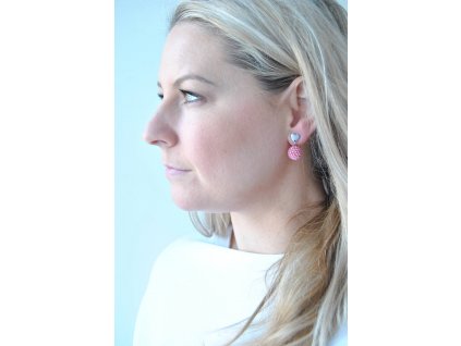 Náušnice Kuličky Duracoat Semi-Frosted Silver Lined Dyed Honeysuckle