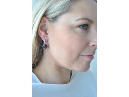 Náušnice Kuličky Matte Transparent Smoky Amethyst