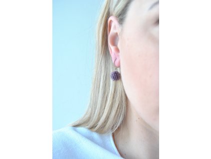 Náušnice Kuličky Matte Transparent Smoky Amethyst