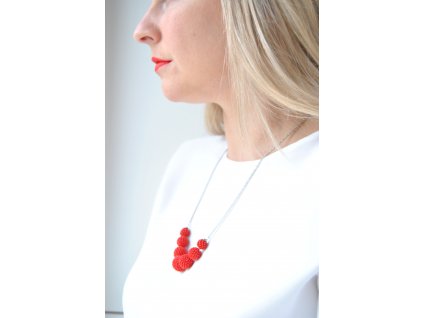 Kuličkový náhrdelník Matte Opaque Red