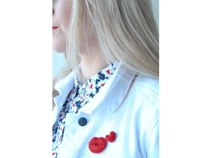 Brož Pusinka MINI Dyed Semi-Frosted Transparent Red