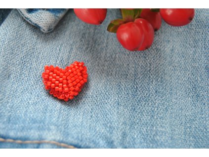 Brož MINI Srdíčko červená lesklá