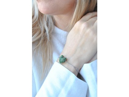 Srdíčkový náramek Matte Opaque Avocado AB