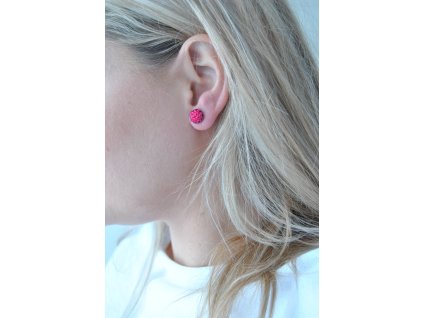 Náušnice MINI pecky Dyed Semi-Frosted Transparent Scarlet