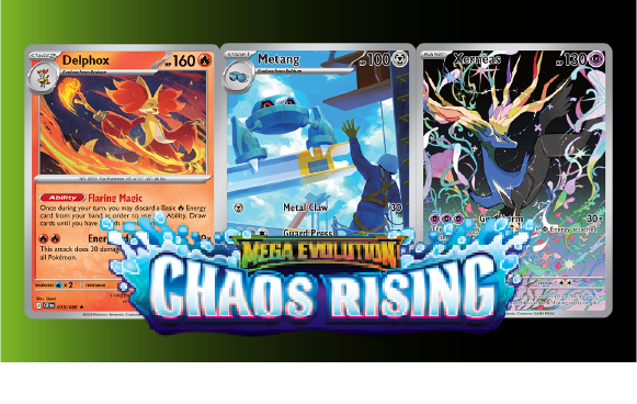 Objevte karty z Pokémon TCG: Mega Evolution—Chaos Rising Expanze