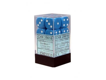 Sada Kostek (12d6) 16mm - Chessex Opaque - Light Blue w/white
