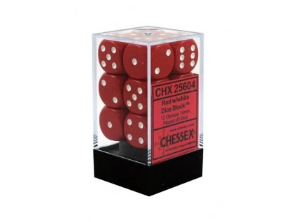 chessex opaque 16mm d6 with pips dice blocks 12 dice red wwhite