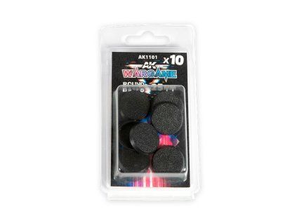 AK Interactive – plastové černé podstavce, kulaté 25 mm