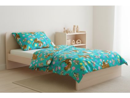 Dětské povlečení Kočka tyrkysová