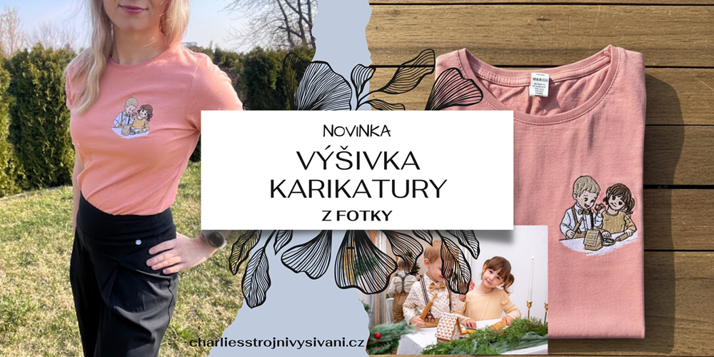 Výšivka karikatury z fotky