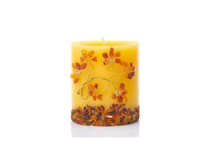 candle with amber 9x8 cm