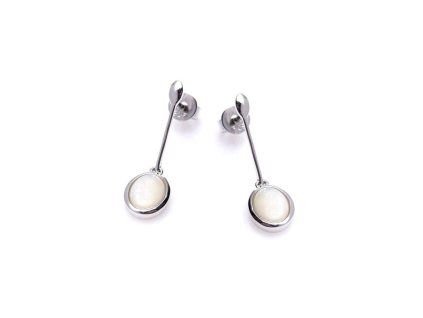 oval white opal dangle earrings in 925 rhodium silver