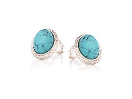 stud earrings with oval turquoise in aged 925 silver