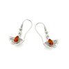 ginkgo dangle earrings with natural cognac amber rhodium silver