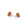 oval baltic sea cognac amber stud earrings 925 antique silver