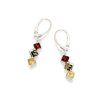 dangle earrings with multi colored amber in 925 rhodium silver