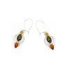 multicolored amber navette drop earrings 925 rhodium plated silver