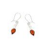 leaf drop earrings with cognac amber in 925 rhodium plated silver