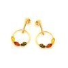 earrings with natural multi colored amber in 925 gilded silver