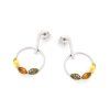 earrings with multi colored baltic amber rhodium plated silver 925