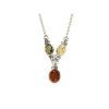necklace with oval multi colored amber in 925 rhodium silver