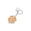 four leaf clover keychain with amber and birch wood