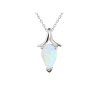 pendant with natural white opal rhodium plated silver 925