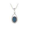 pendant with natural blue doublet opal rhodium plated silver 925