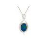 pendant with natural blue doublet opal rhodium plated silver 925