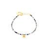 bracelet with round quartz and ruby in 925 gold platedsilver length 14 3 cm