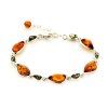 bracelet with multi colored amber 925 rhodium silver 17 3 cm