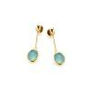 stud earrings with oval doublet blue opal in 925 gold plated silver