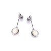 oval white opal dangle earrings in 925 rhodium silver