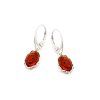 dangle earrings with natural oval cognac amber 925 rhodium silver