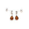 drop earrings with cognac amber in 925 rhodium silver