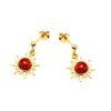 earrings with natural cognac amber in 925 gilded silver