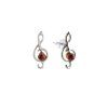 stud earrings with natural cognac amber in 925 rhodium silver