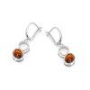 oval cognac amber drop earrings 925 rhodium plated silver
