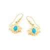 lotus stud earrings with reconstituted blue turquoise in gold plated 925 silver