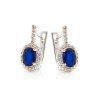 drop earrings with sapphire and zirconium oxide rhodium plated silver