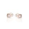 round stud earrings with natural rose quartz in 925 rhodium silver