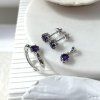 round stud earrings with natural blue sapphire in 925 rhodium silver
