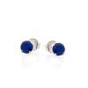round stud earrings with natural blue sapphire in 925 rhodium silver