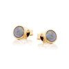 stud earrings with round doublet blue opal in 925 gold plated silver