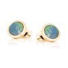 round doublet blue opal stud earrings in 925 gold plated silver