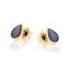 stud earrings with blue opal doublet drop in 925 gold plated silver