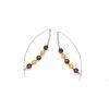 long earrings with multi colored amber ball in 925 rhodium silver